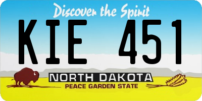 ND license plate KIE451