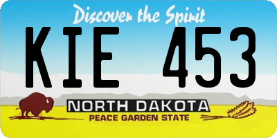 ND license plate KIE453