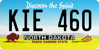 ND license plate KIE460