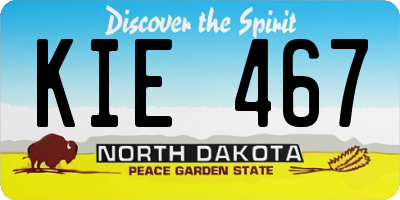 ND license plate KIE467