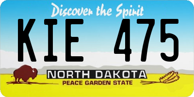 ND license plate KIE475