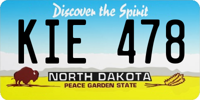 ND license plate KIE478