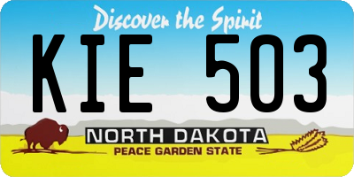 ND license plate KIE503
