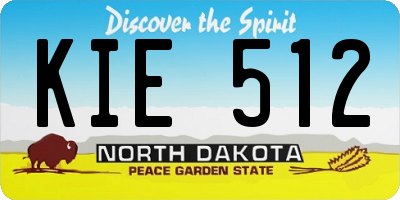 ND license plate KIE512