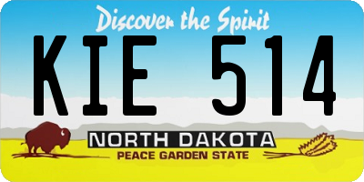 ND license plate KIE514