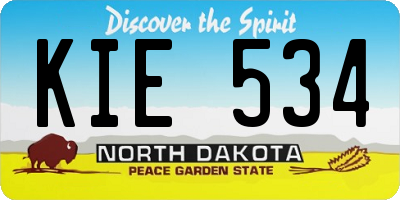ND license plate KIE534