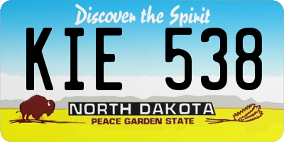 ND license plate KIE538