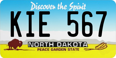 ND license plate KIE567