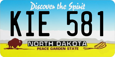ND license plate KIE581