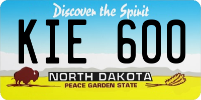 ND license plate KIE600