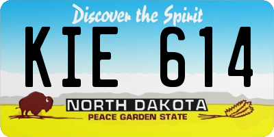 ND license plate KIE614