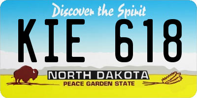 ND license plate KIE618