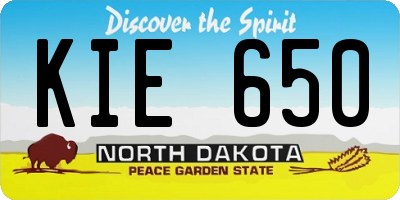 ND license plate KIE650