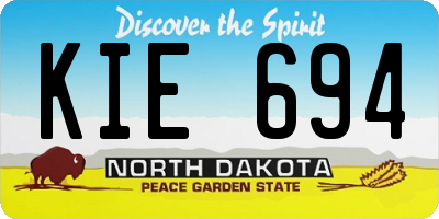 ND license plate KIE694