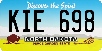 ND license plate KIE698