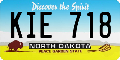 ND license plate KIE718