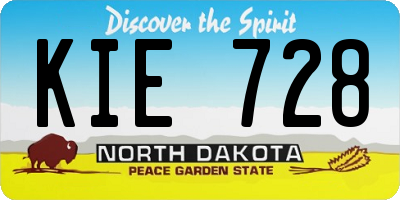 ND license plate KIE728