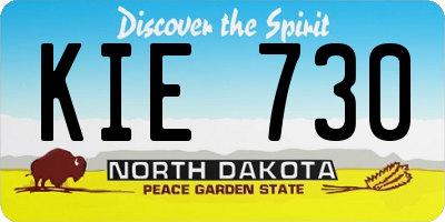 ND license plate KIE730