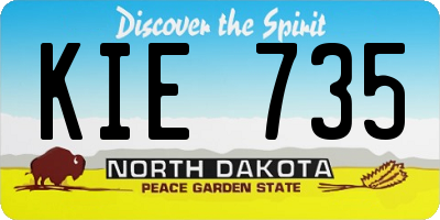 ND license plate KIE735