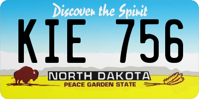 ND license plate KIE756