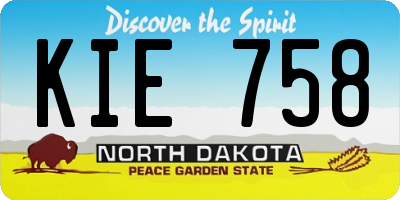 ND license plate KIE758