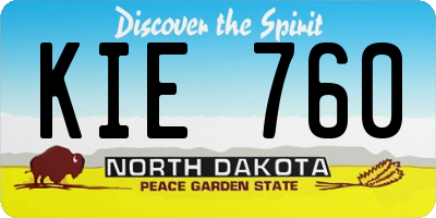 ND license plate KIE760
