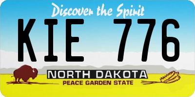 ND license plate KIE776