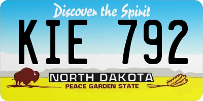 ND license plate KIE792