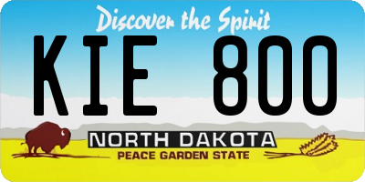 ND license plate KIE800
