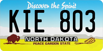 ND license plate KIE803