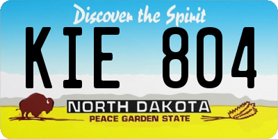 ND license plate KIE804