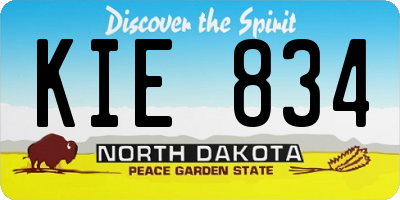 ND license plate KIE834