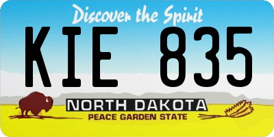 ND license plate KIE835