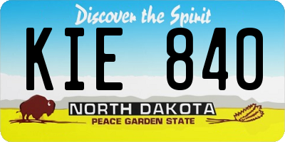 ND license plate KIE840