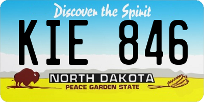 ND license plate KIE846