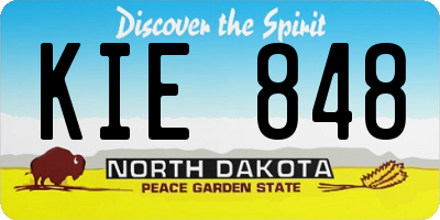 ND license plate KIE848