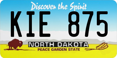 ND license plate KIE875