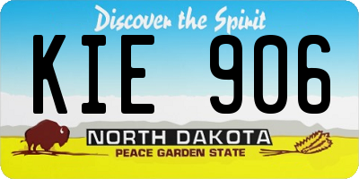 ND license plate KIE906