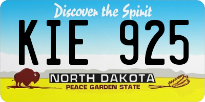 ND license plate KIE925