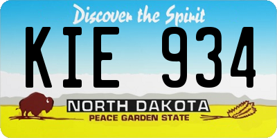 ND license plate KIE934