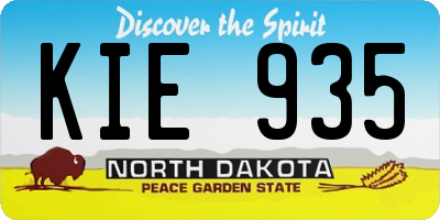 ND license plate KIE935