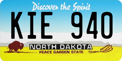 ND license plate KIE940