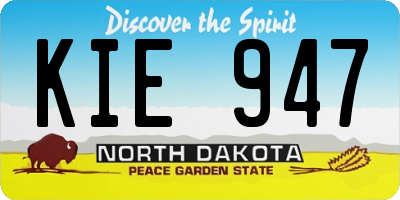 ND license plate KIE947