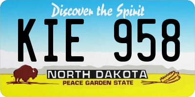 ND license plate KIE958