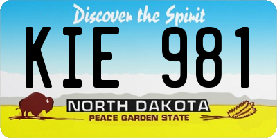 ND license plate KIE981
