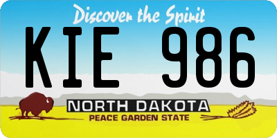 ND license plate KIE986