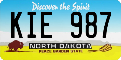 ND license plate KIE987