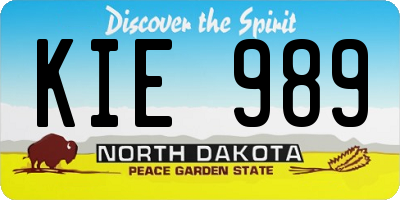 ND license plate KIE989