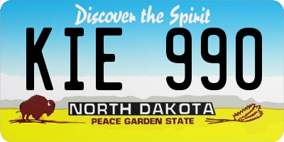 ND license plate KIE990