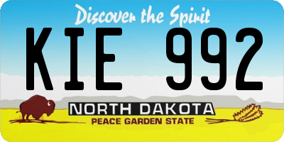 ND license plate KIE992